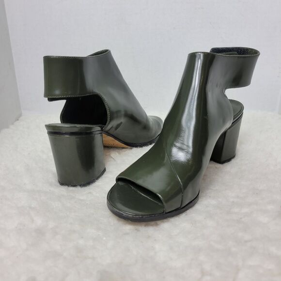 Vince Julianna Womens Size 6 Heel Shoe Ankle Strap Green Patent Leather Open Toe - Picture 5 of 9